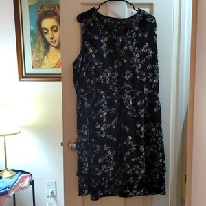 Sleeveless Black & Pink Floral Dress